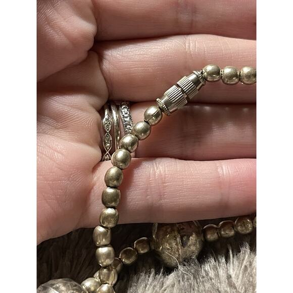 VTG HUGE Navajo Style pearls Silver Tone Bead Necklace 2-20 MM Graduated Western - Picture 8 of 8